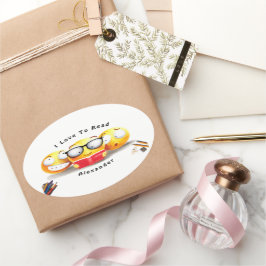 Pegatina Ovalada Amo Leer Lector De Libros