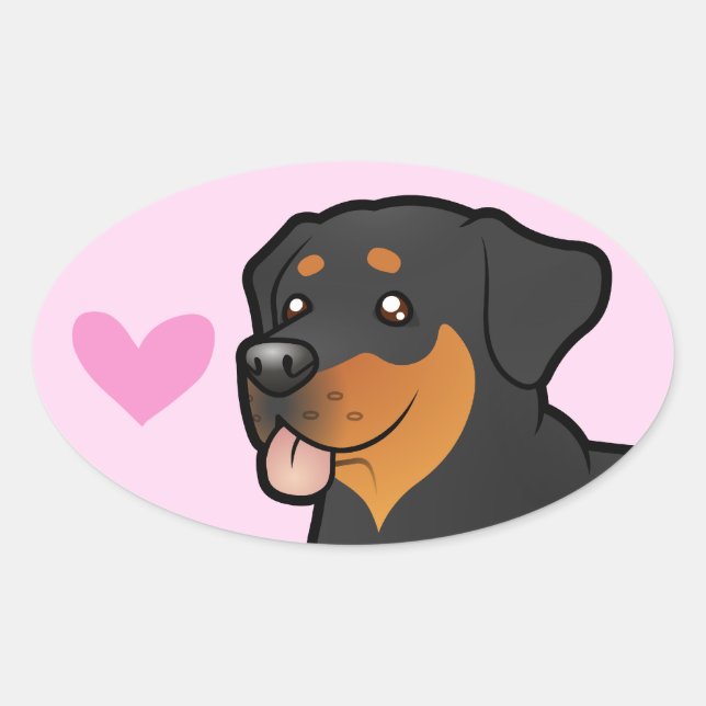 Pegatina Ovalada Amor a Rottweiler (Anverso)