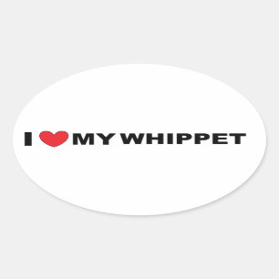 Pegatina Ovalada amor del whippet