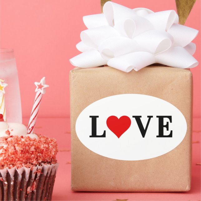 Pegatina Ovalada AMOR Minimalista Elegante (Fiesta)