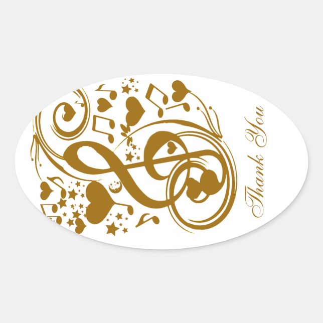 Pegatina Ovalada Amor y alegría - Oro_ (Anverso)
