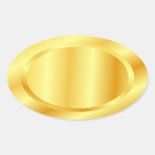 Pegatina Ovalada Añadir un monograma de texto Faux Gold Blank Templ