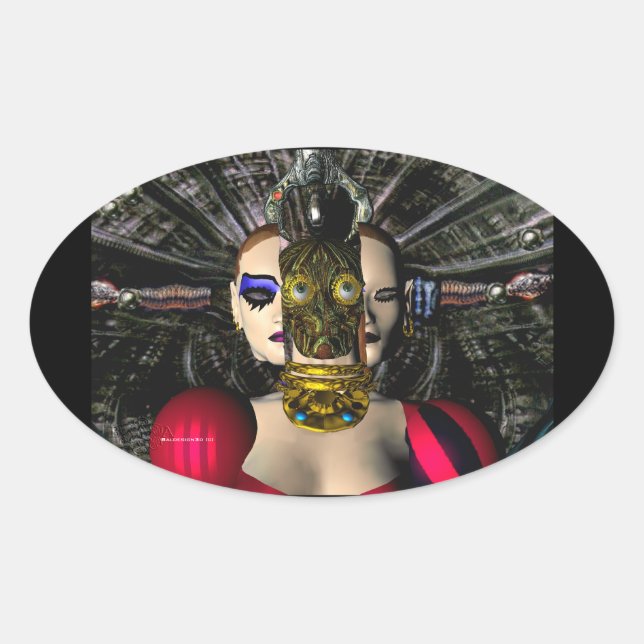 Pegatina Ovalada ANDROID XENIA SPACESHIP PILOT,Ciencia Ficción (Anverso)