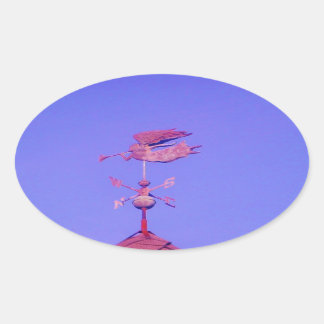 Pegatina Ovalada Angel BLOWING HORN WEATHER VANE