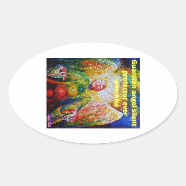 Pegatina Ovalada Ángel de la guarda (Anverso)