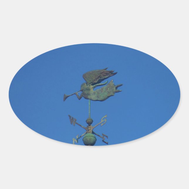 Pegatina Ovalada Angel Weather Vane (Anverso)