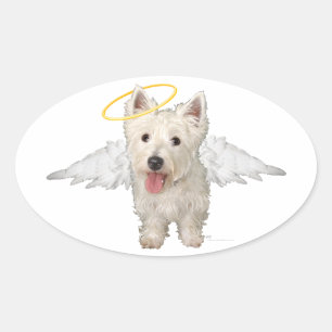 Pegatina Ovalada Ángeles Guardianes Westie