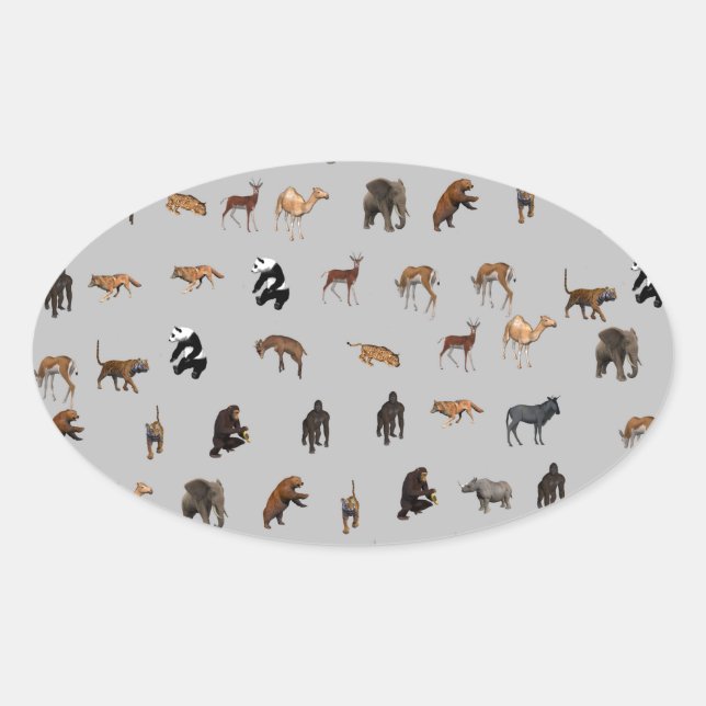 Pegatina Ovalada Animales (Anverso)