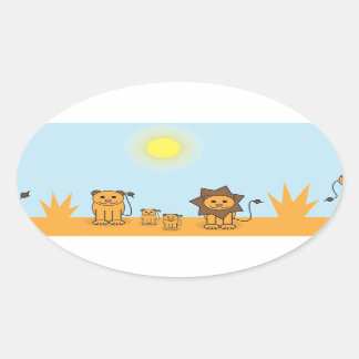 Pegatina Ovalada Animales de Savanna