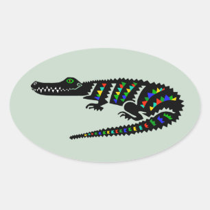 Pegatina Ovalada Animales salvajes CROCODILE - Reptile - Vida silve