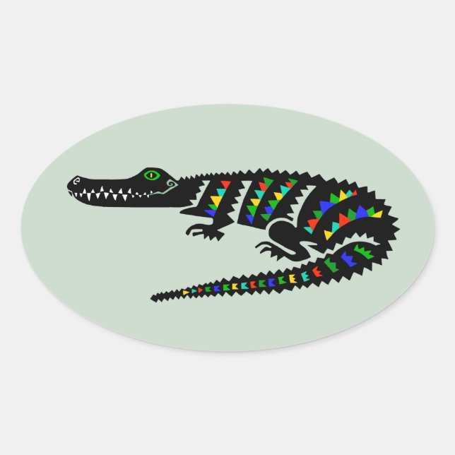 Pegatina Ovalada Animales salvajes CROCODILE - Reptile - Vida silve (Anverso)