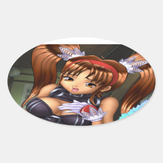 Pegatina Ovalada Anime Chica - Miel