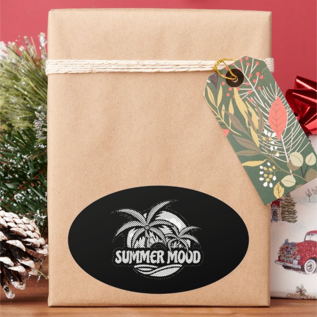 Pegatina Ovalada Ánimo de verano (Vacaciones)