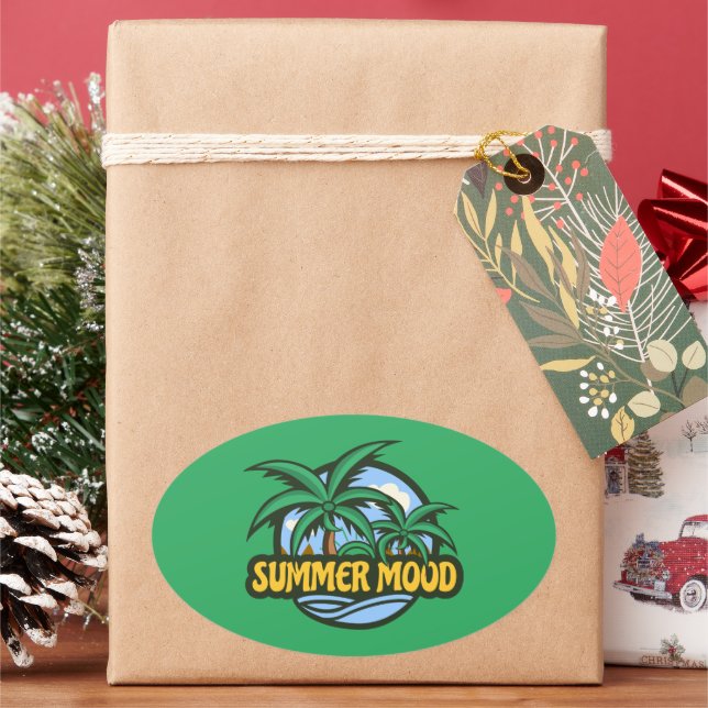 Pegatina Ovalada Ánimo de verano (Vacaciones)