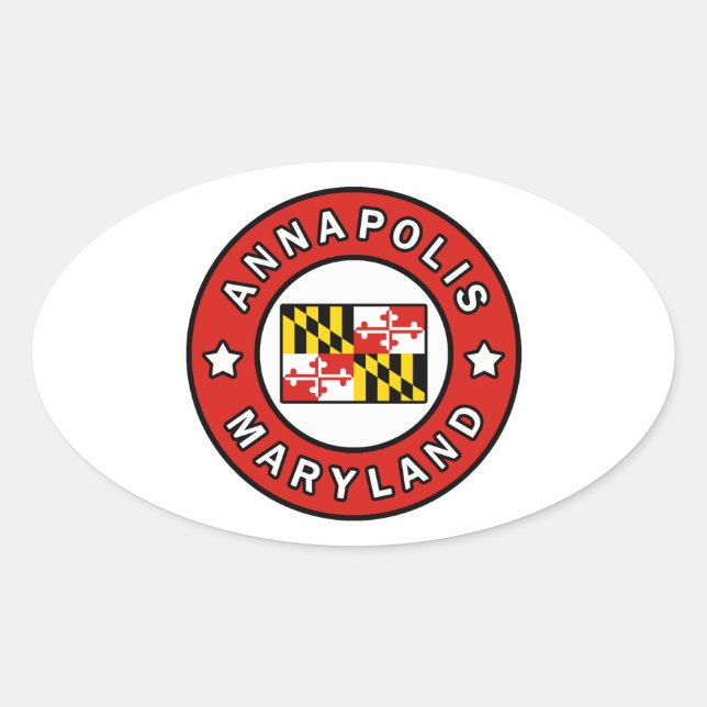 Pegatina Ovalada Annapolis Maryland (Anverso)