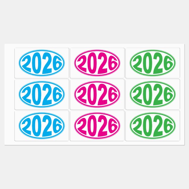 Pegatina ovalada Año Nuevo 2026 (Hoja)