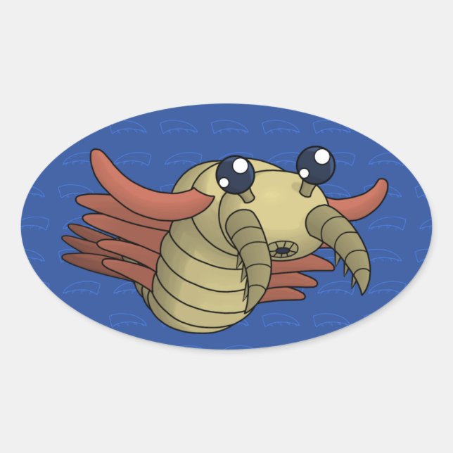 Pegatina Ovalada Anomalocaris - El Camarón Inusual (Anverso)