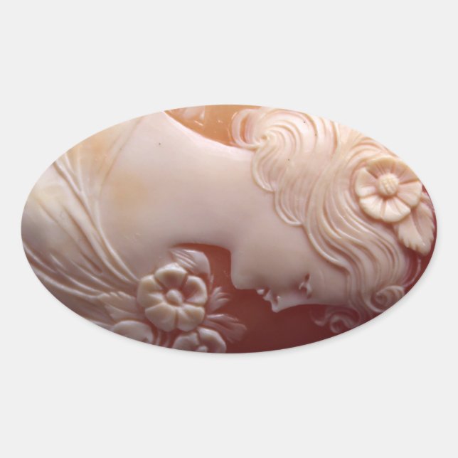 Pegatina Ovalada Antiguo Cameo (Anverso)