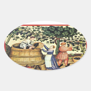 PEGATINA OVALADA ANTIQUE GRAPE VINEYARD HARVEST