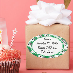 Pegatina Ovalada Anuncio de Baby Shower del Coche Retro de Sweet Gr