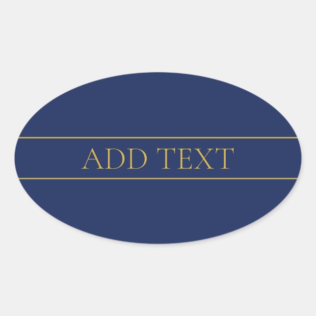 Pegatina Ovalada Apellido o empresa Navy Blue & Gold Name (Anverso)