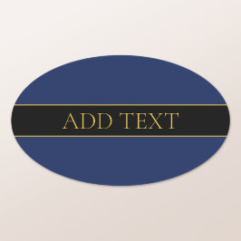 Pegatina Ovalada Apellido o empresa Navy Blue & Gold Name