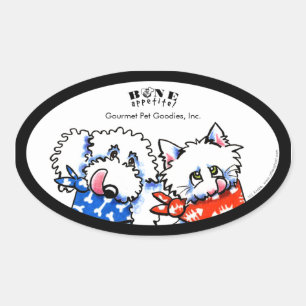 Pegatina Ovalada ¡Appetito de gato de perro! Mascota Gourmet Person