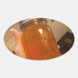 Pegatina Ovalada Apple Jelly Canning Jar