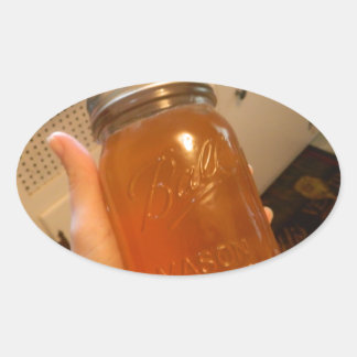 Pegatina Ovalada Apple Jelly Canning Jar