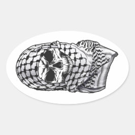 Pegatina Ovalada Arabic Skull Kufiya Shemagh Sticker