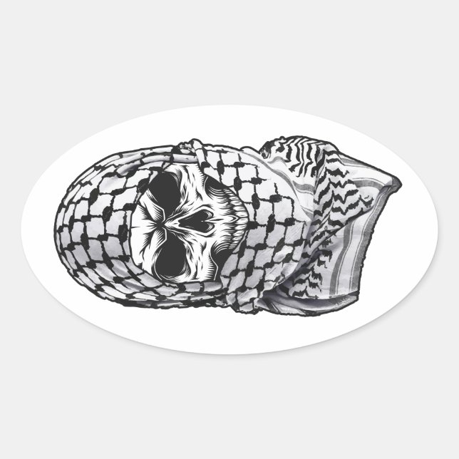 Pegatina Ovalada Arabic Skull Kufiya Shemagh Sticker (Anverso)