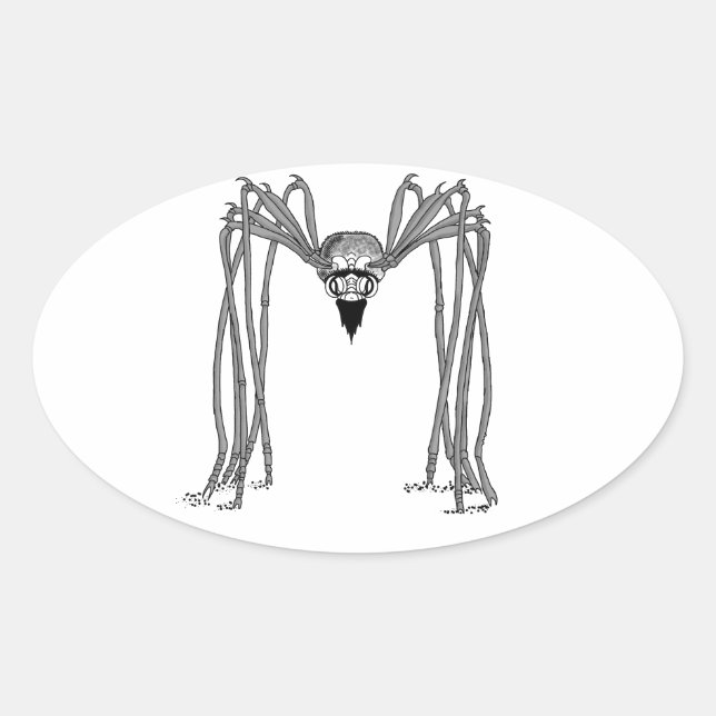 Pegatina Ovalada araña . blanco y negro (Anverso)
