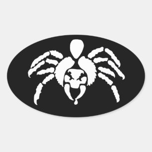Pegatina Ovalada Araña con veneno en flor
