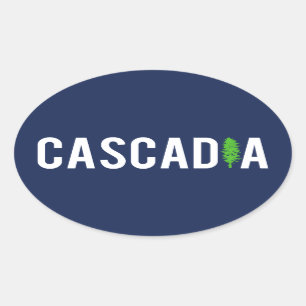 Pegatina Ovalada Árbol de Cascadia