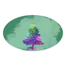 Árbol de Navidad moderno con acuarela colorida
