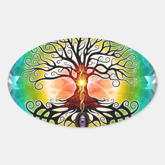 Pegatina Ovalada Árbol De Vida