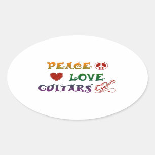 Pegatina Ovalada Arco iris de las guitarras eléctricas del amor de