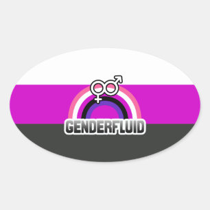 PEGATINA OVALADA ARCOÍRIS GENDERFLUID