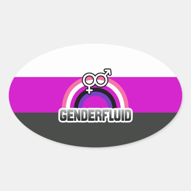 PEGATINA OVALADA ARCOÍRIS GENDERFLUID (Anverso)