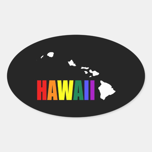 Pegatina Ovalada Arcoiris hawaiano 3 (Anverso)