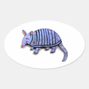 Pegatina Ovalada Armadillo arte divertido lindo feliz únicos armadi