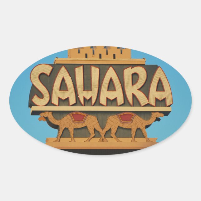 Pegatina Ovalada Arquitectura emblemática del Casino de Las Vegas S (Anverso)