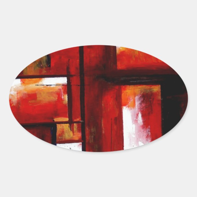 Pegatina Ovalada Arte abstracto (Anverso)
