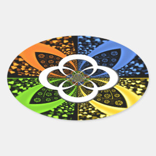 Pegatina Ovalada Arte abstracto de puntos de polka sin mar en los c