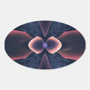 Pegatina Ovalada Arte abstracto digital de Lotus