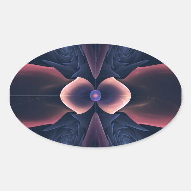 Pegatina Ovalada Arte abstracto digital de Lotus (Anverso)