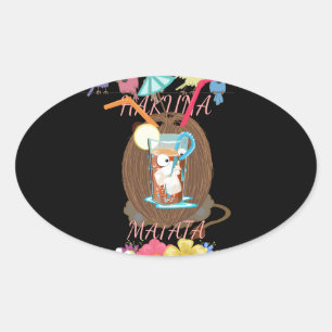 Pegatina Ovalada Arte de Coco Lemonade de la naturaleza tropical