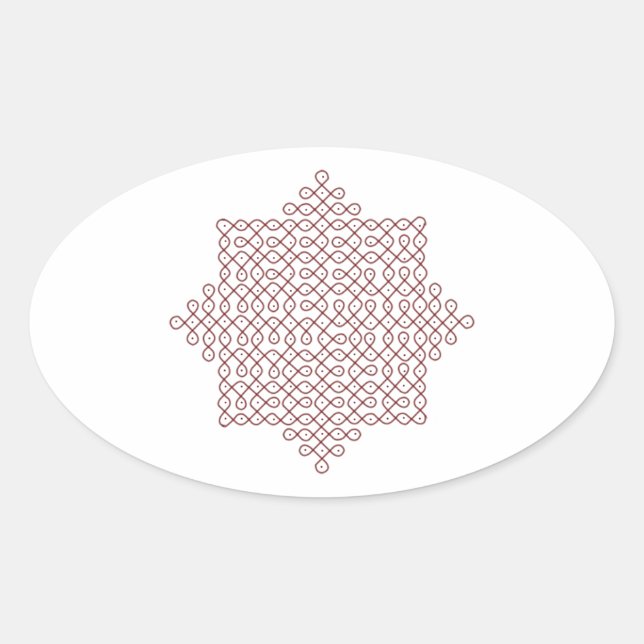 Pegatina Ovalada Arte de Kolam #1 (Anverso)