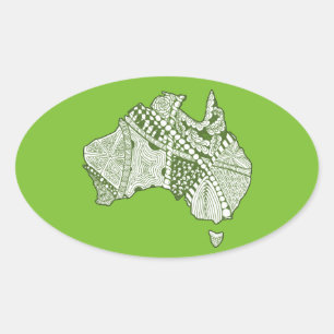 Pegatina Ovalada Arte de mapas de Australia