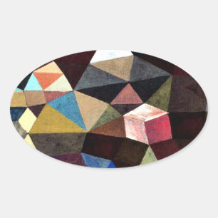 Pegatina Ovalada Arte de Paul Klee: Paisaje Cristalino